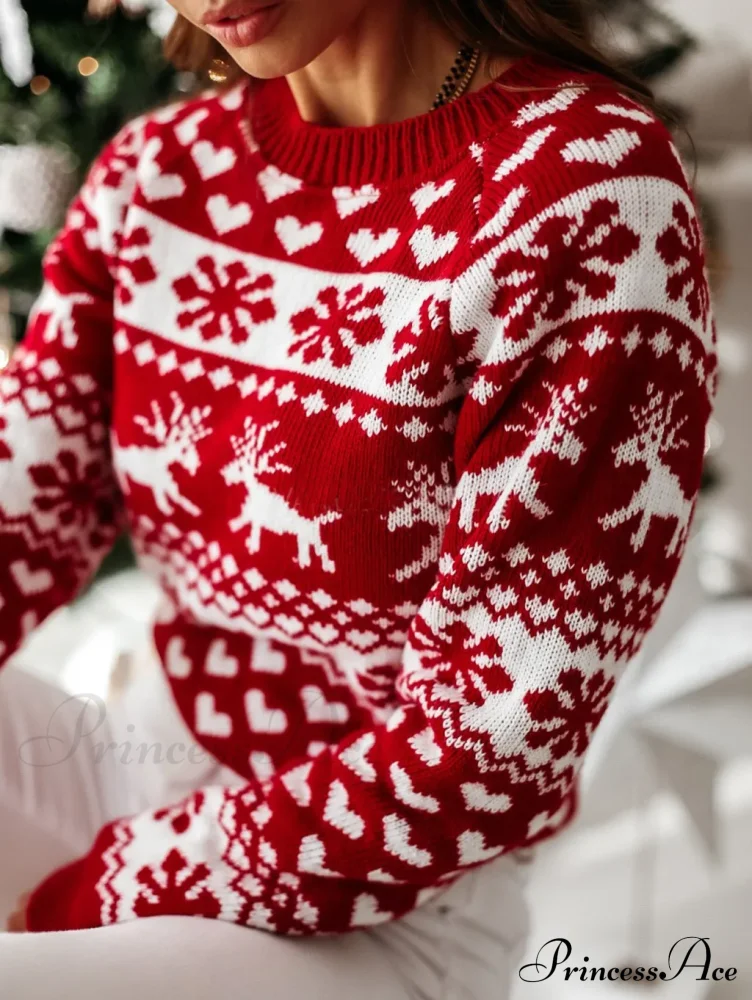 Cozy Cute Santa Head Print Comfortable Oversized Stylish Sweater - Image 3