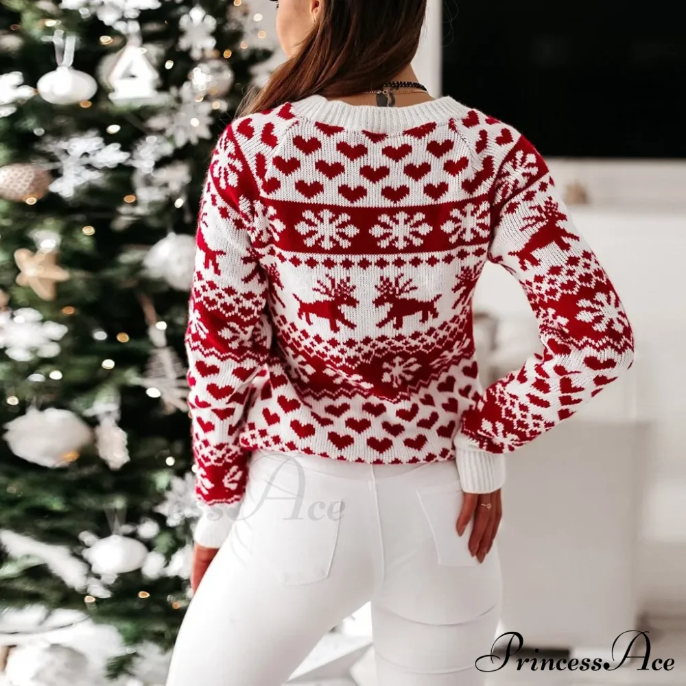 Cozy Cute Santa Head Print Comfortable Oversized Stylish Sweater - Image 4