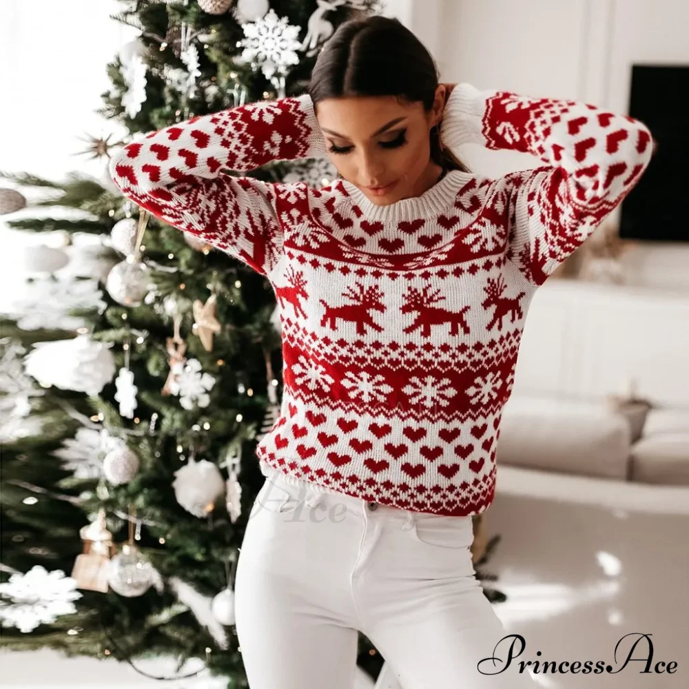 Cozy Cute Santa Head Print Comfortable Oversized Stylish Sweater - Image 6