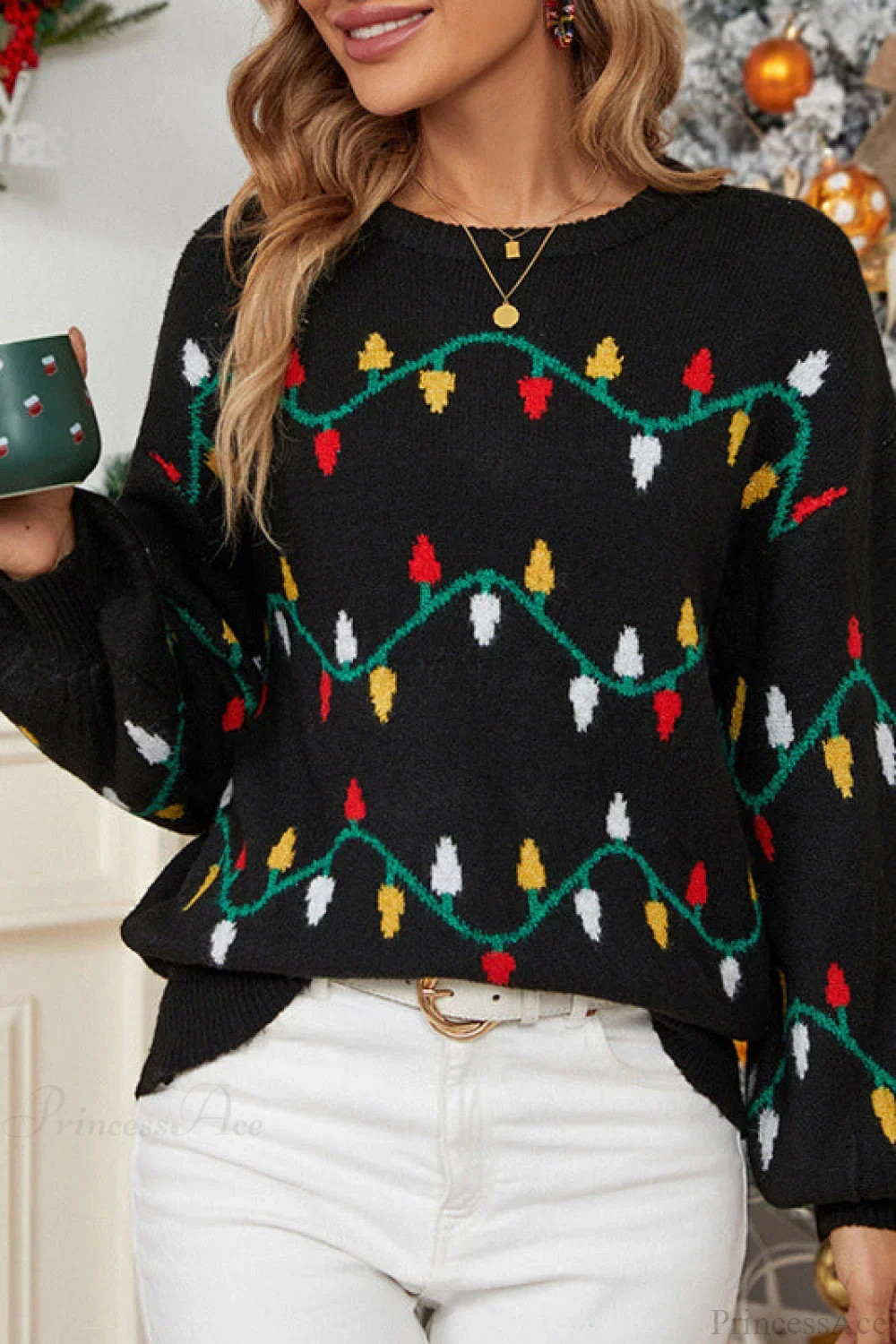 Light Sweet Loose Pullover Knit Sweater - Image 2