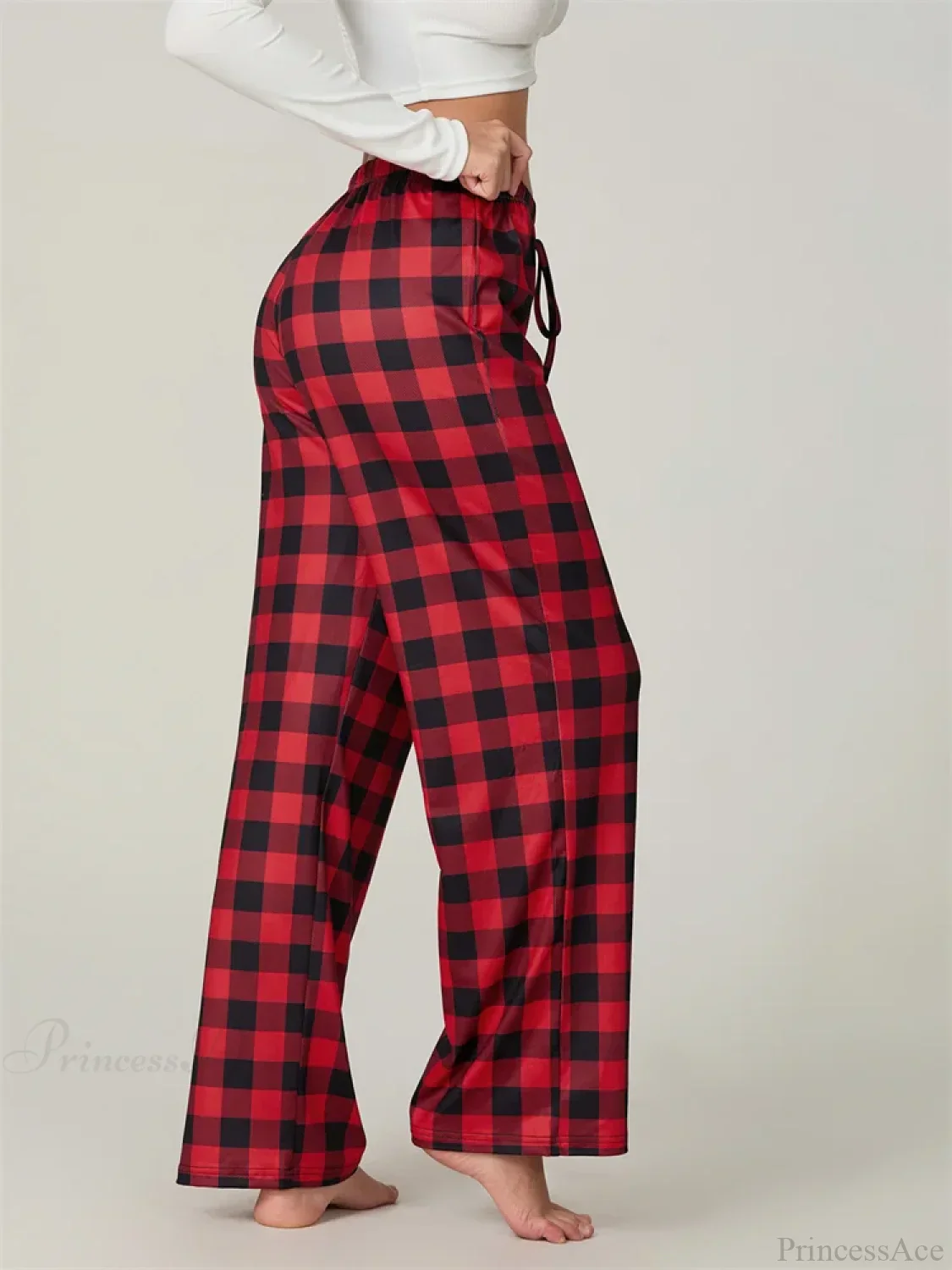 Plaid Print Lace-Up Elastic Sleep Pant - Image 2