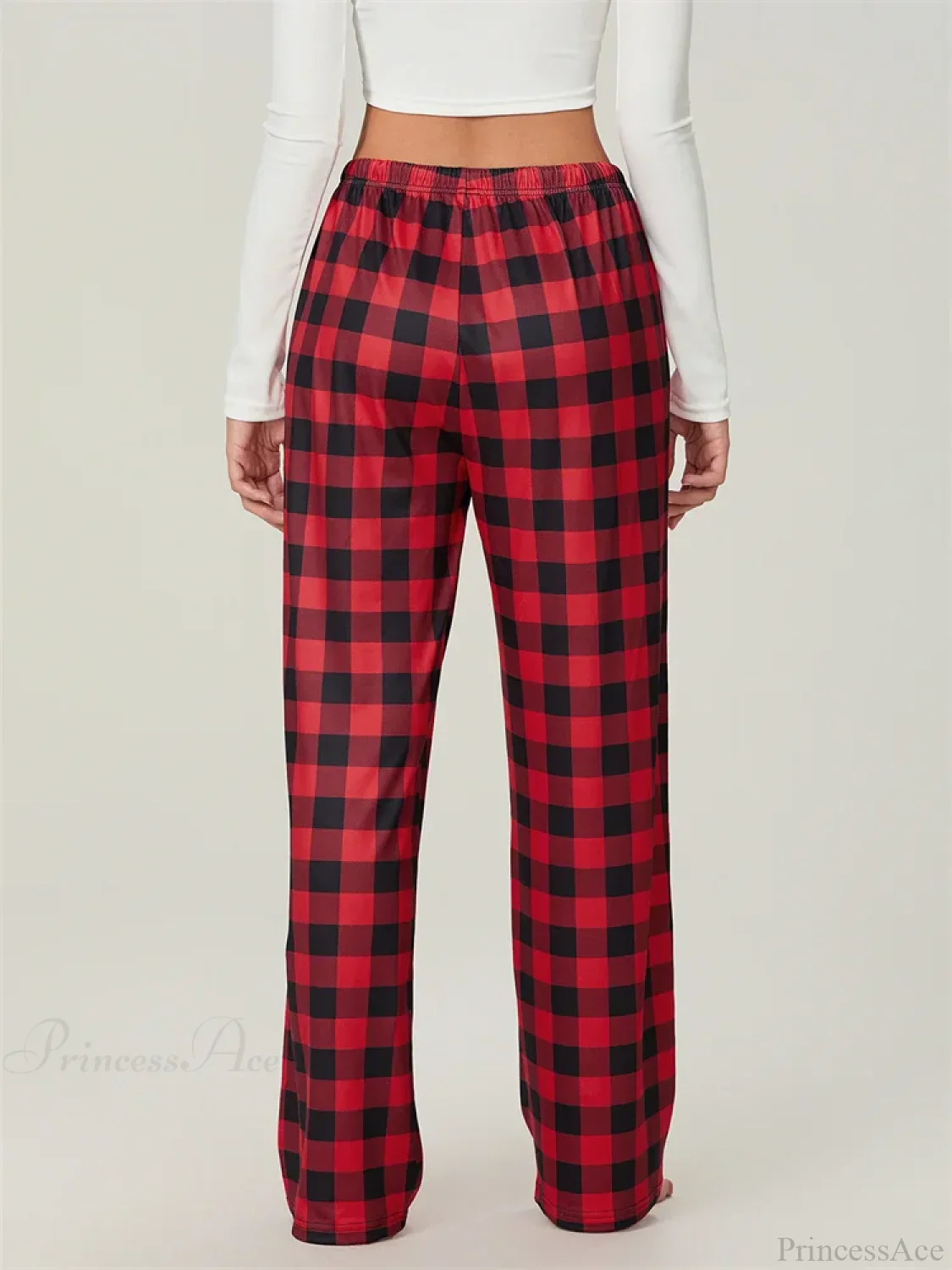 Plaid Print Lace-Up Elastic Sleep Pant - Image 3