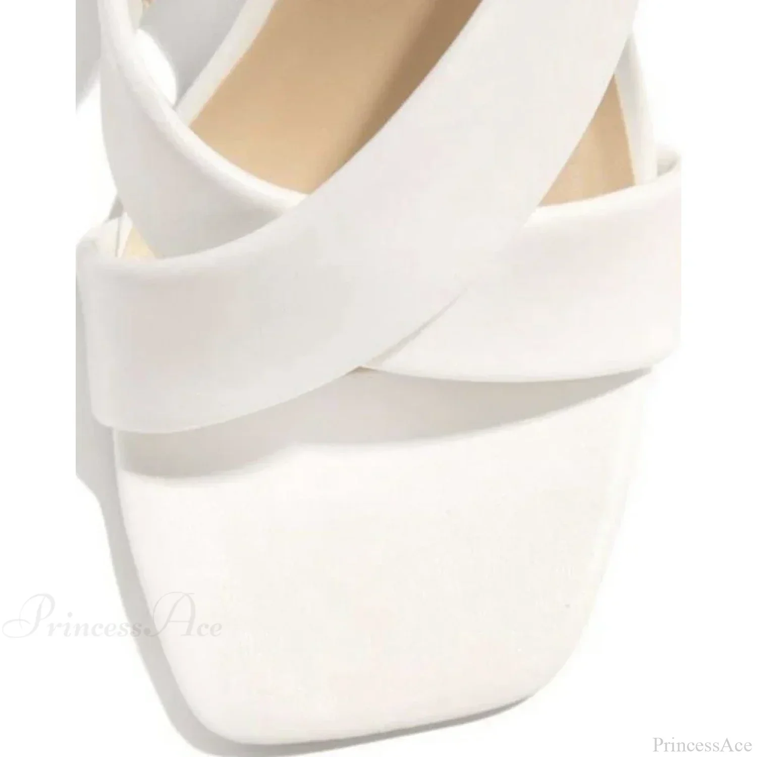 Cisscross High Heel Square Toe Pu Leather Sandals Summer Party Workwear Korean Style High Heel - Image 3