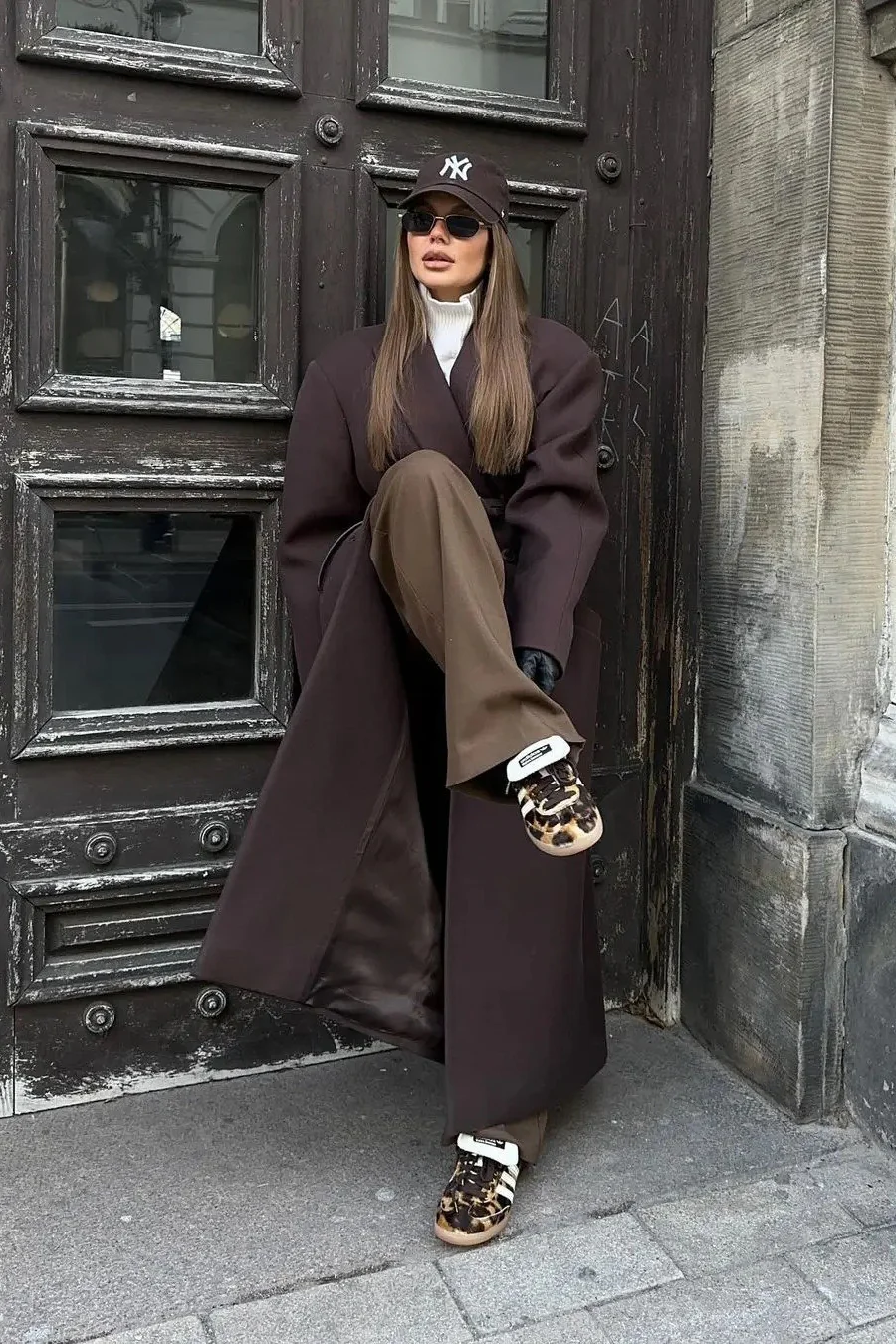 Classic Double-Breasted Lapel Long Overcoat - Image 5