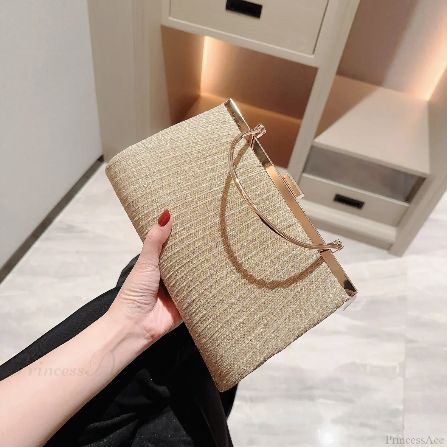 Classic Pleated Sparkling Evening Handbag - Image 3