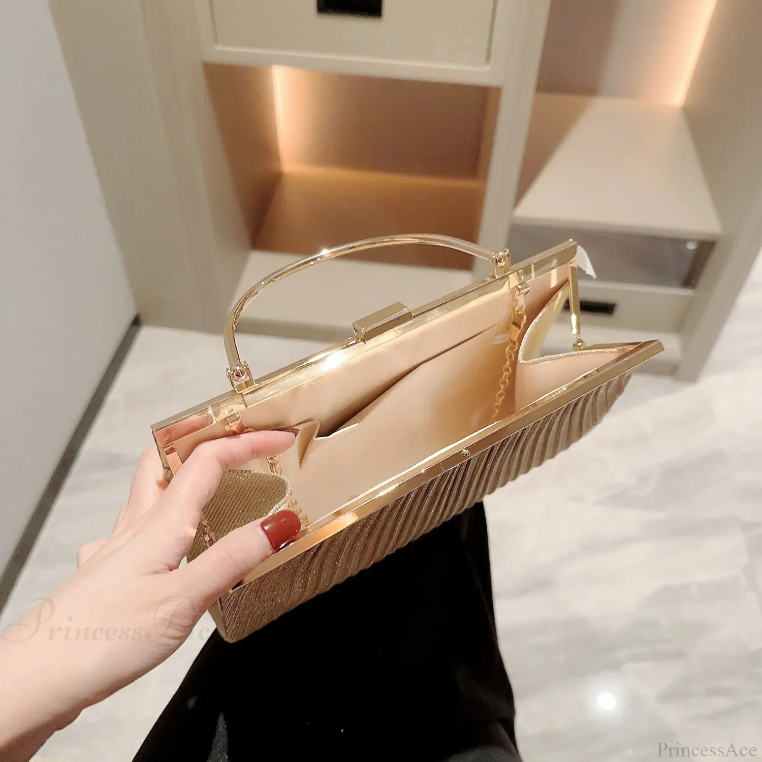 Classic Pleated Sparkling Evening Handbag - Image 4
