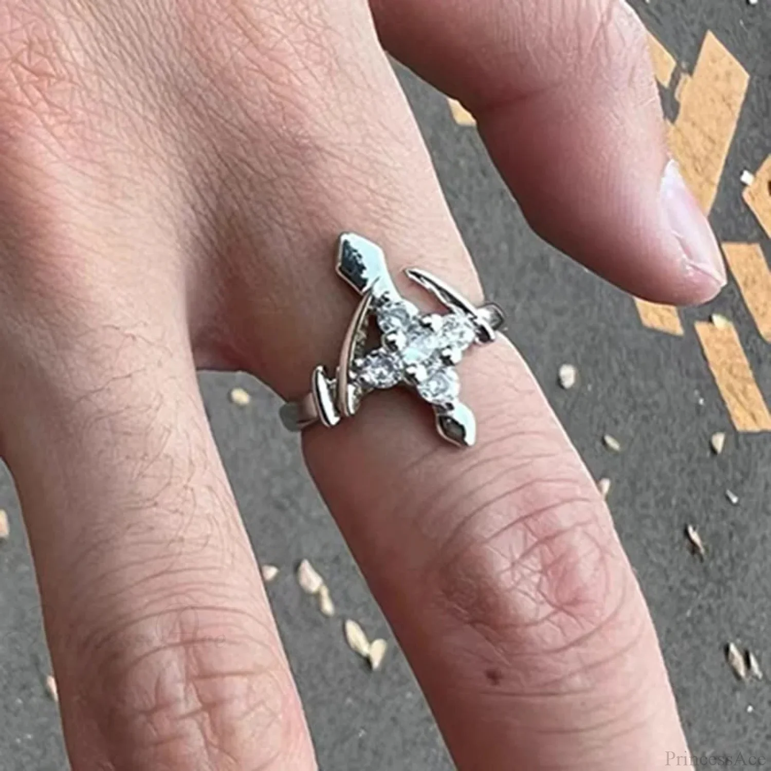 Clear Cross Rebel Gothic Ring - Image 7