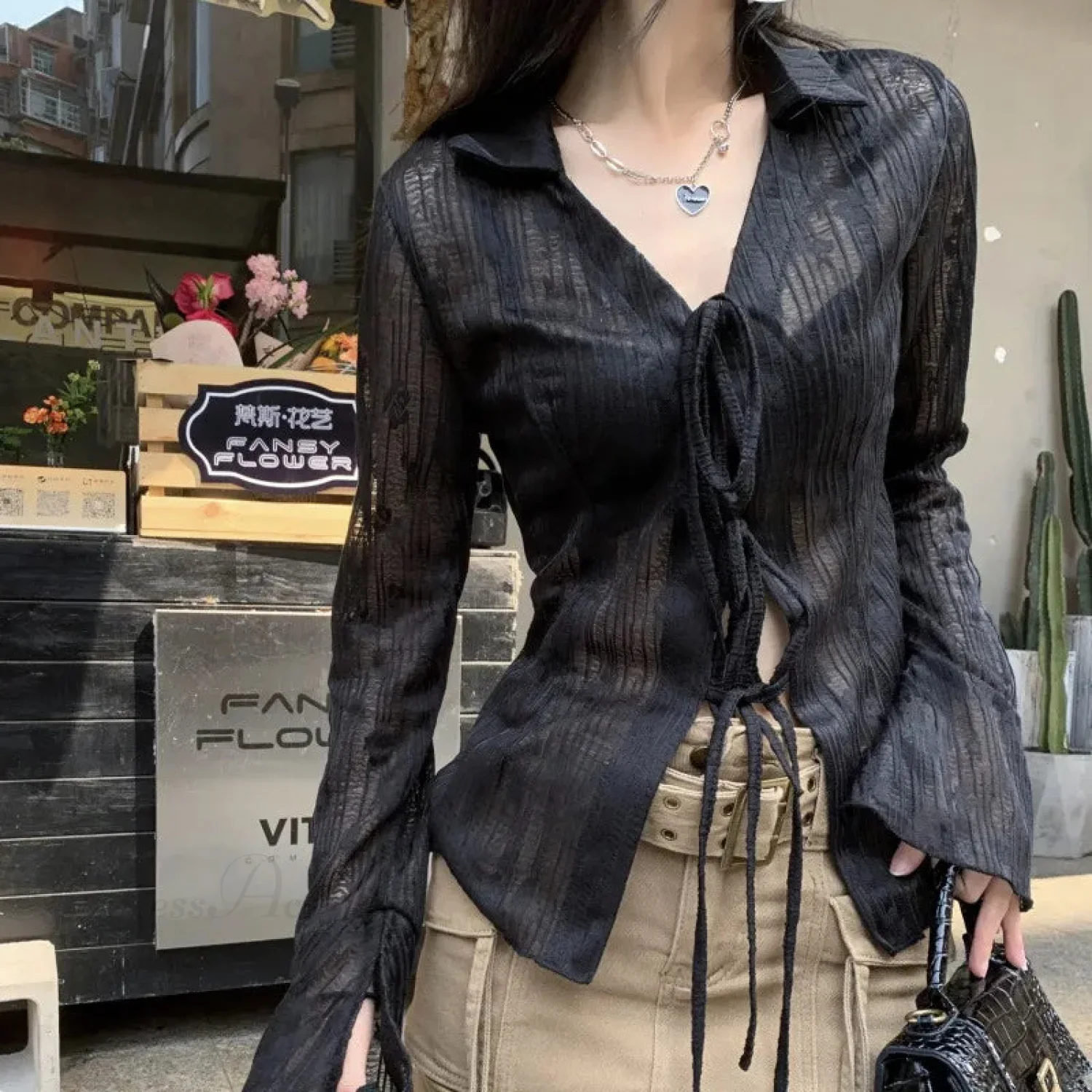 Clear Lace Transparent Shirt - Image 2