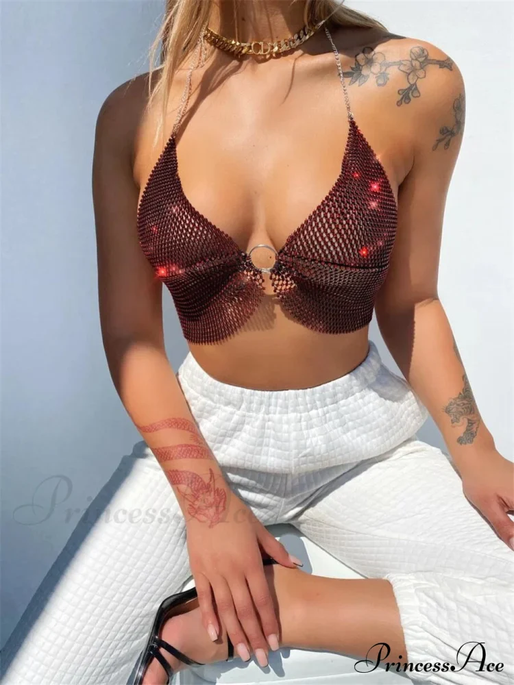 Halter Rhinestone Crop Tank Top - Image 6