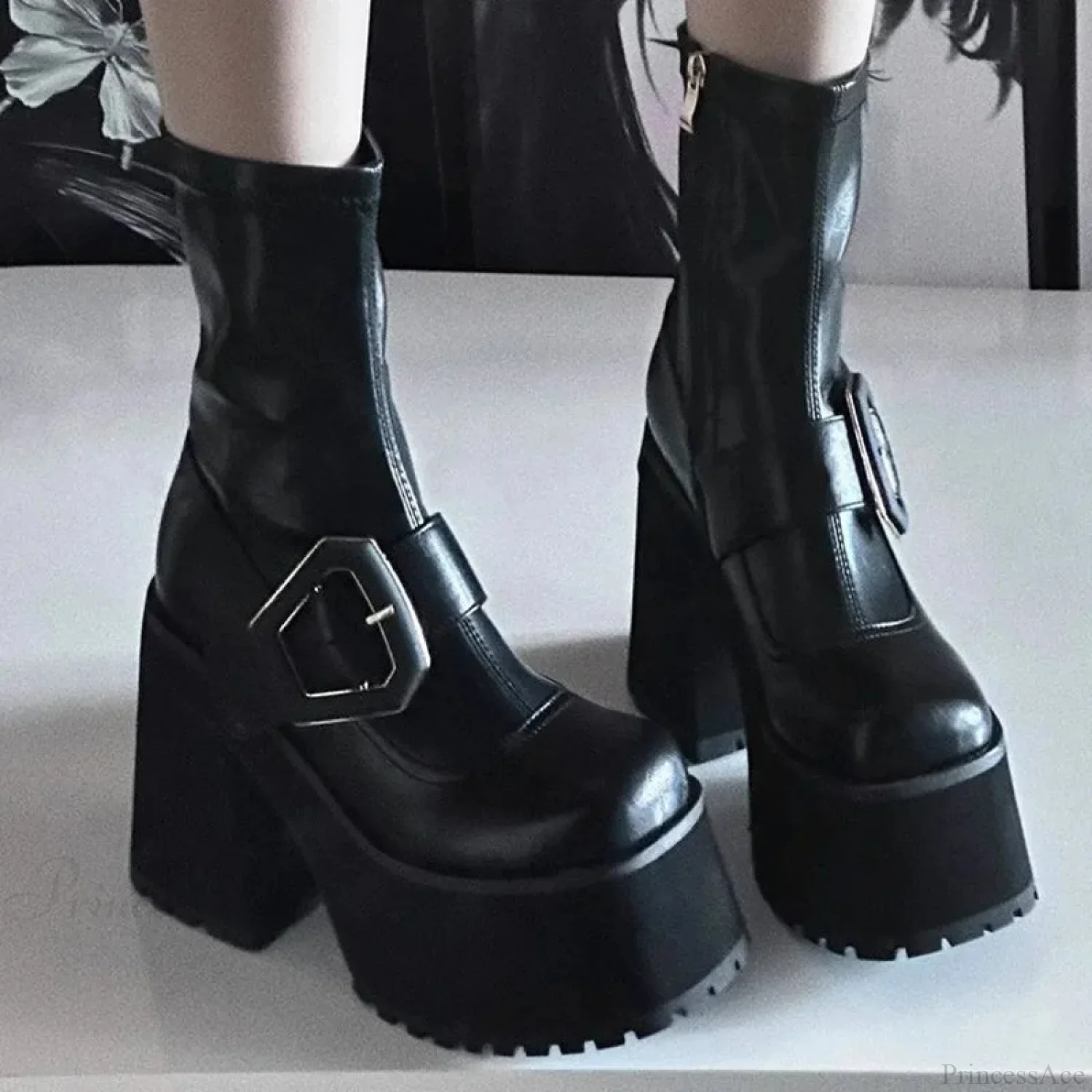 Cold Tall Heeled Dark Chelsea Shoe