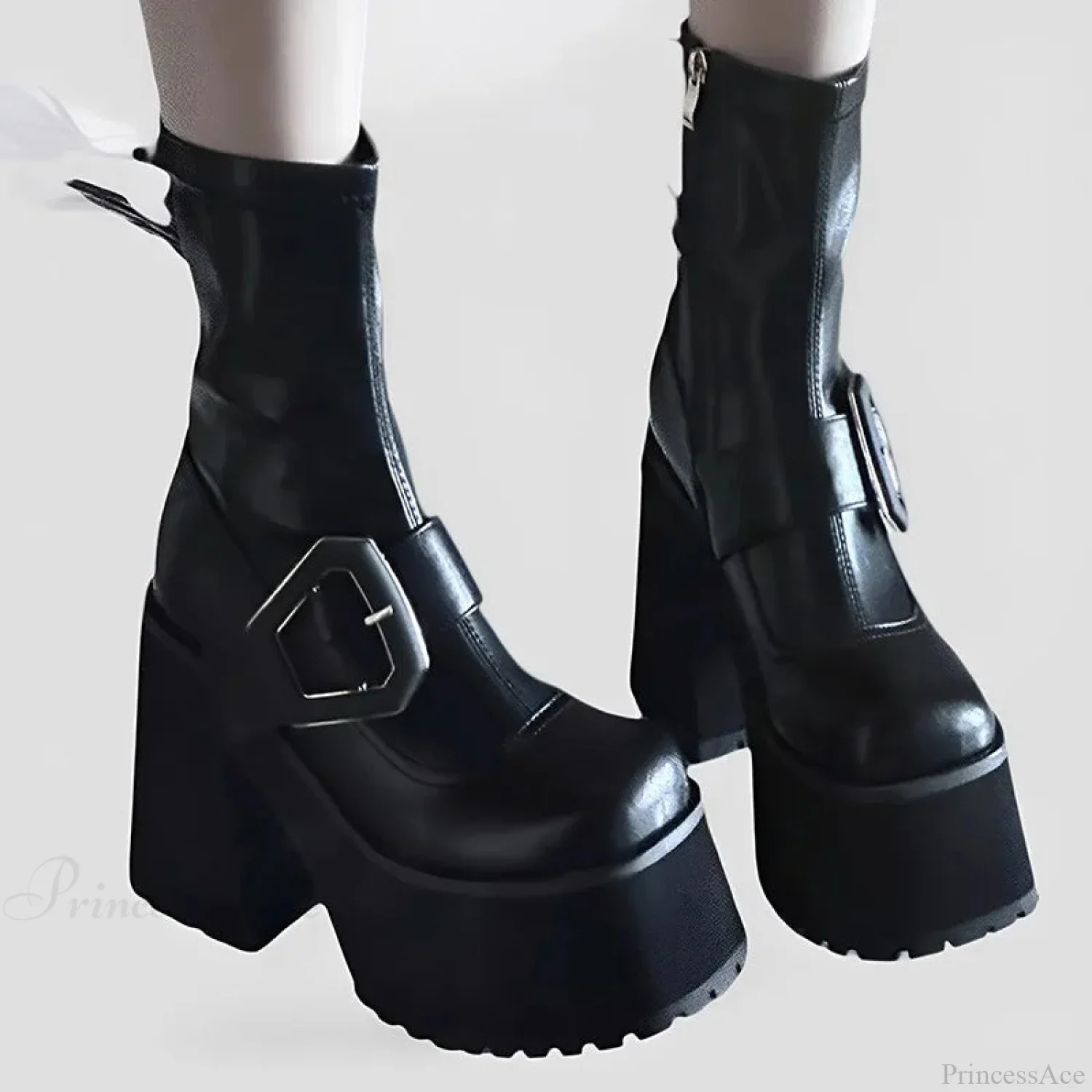 Cold Tall Heeled Dark Chelsea Shoe - Image 5