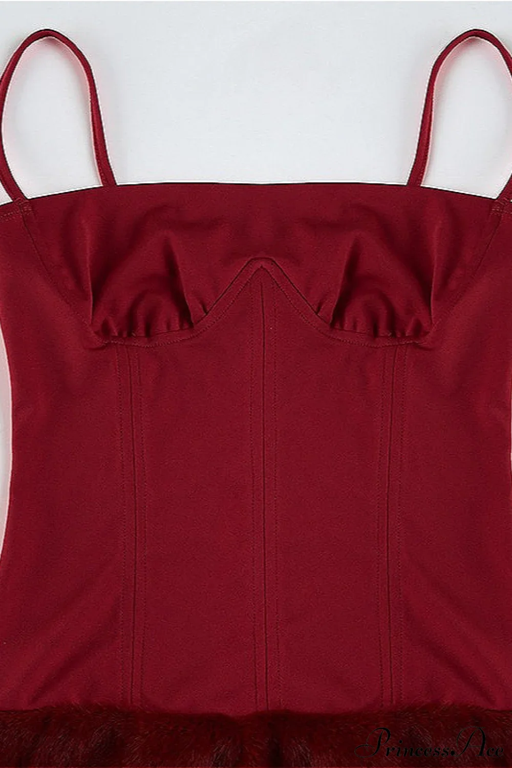 Color Block Faux Fur Spaghetti Strap Corset Party Dress - Image 4