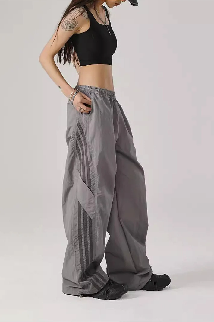 Color Block Stripe Quick Dry Loose Casual Pants - Image 4
