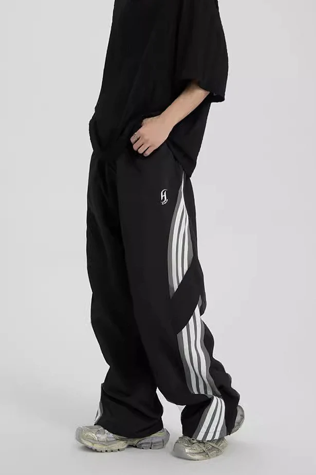 Color Block Stripe Quick Dry Loose Casual Pants - Image 5