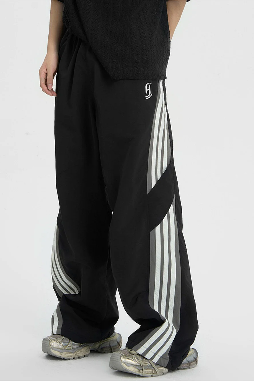 Color Block Stripe Quick Dry Loose Casual Pants - Image 6