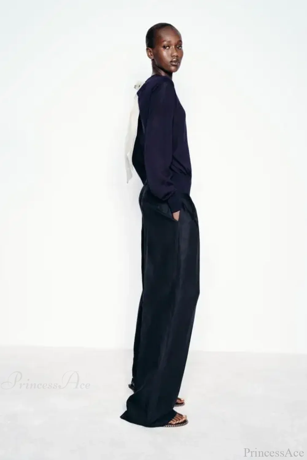Color Contrasting Bow Bat Sleeve Cardigan - Image 4
