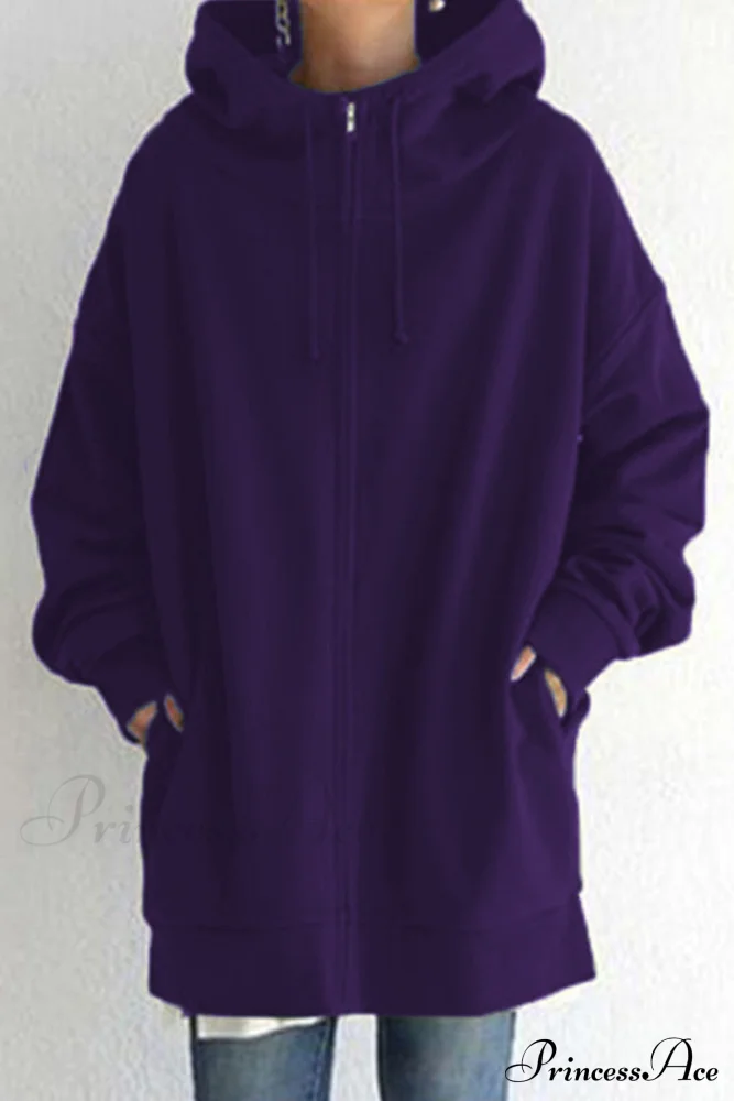 Color Hoodie Zipper Solid - Mid-length - Image 7