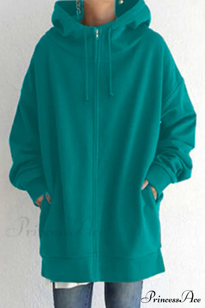Color Hoodie Zipper Solid - Mid-length - Image 9