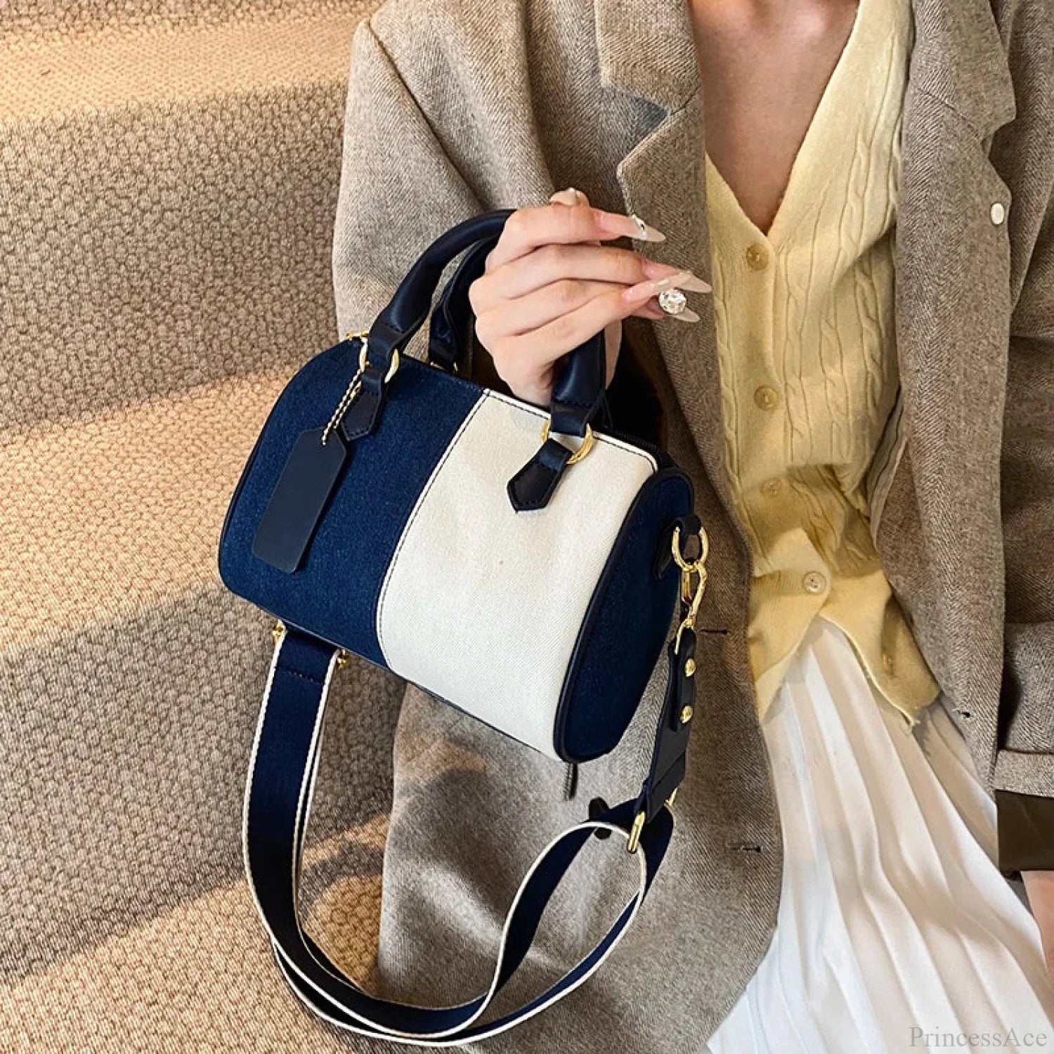 Colorblock Denim Mini Crossbody Handbag - Image 4