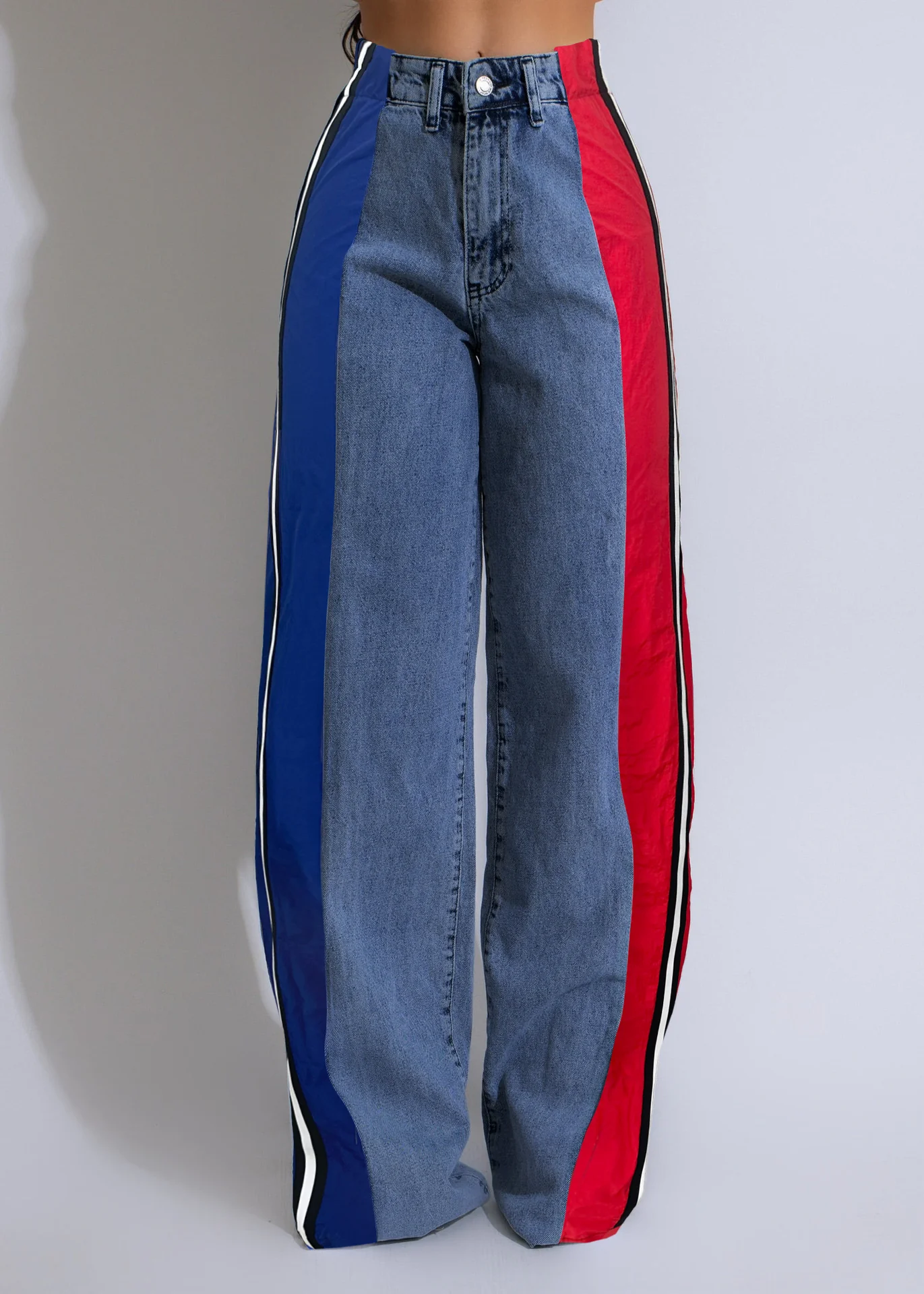 Colorblock Patchwork Straight Jean - Image 3
