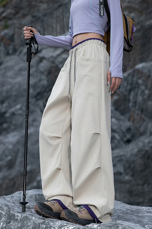 Colorful Quick Dry Cargo Wide Leg Cuffed Pants - Image 7