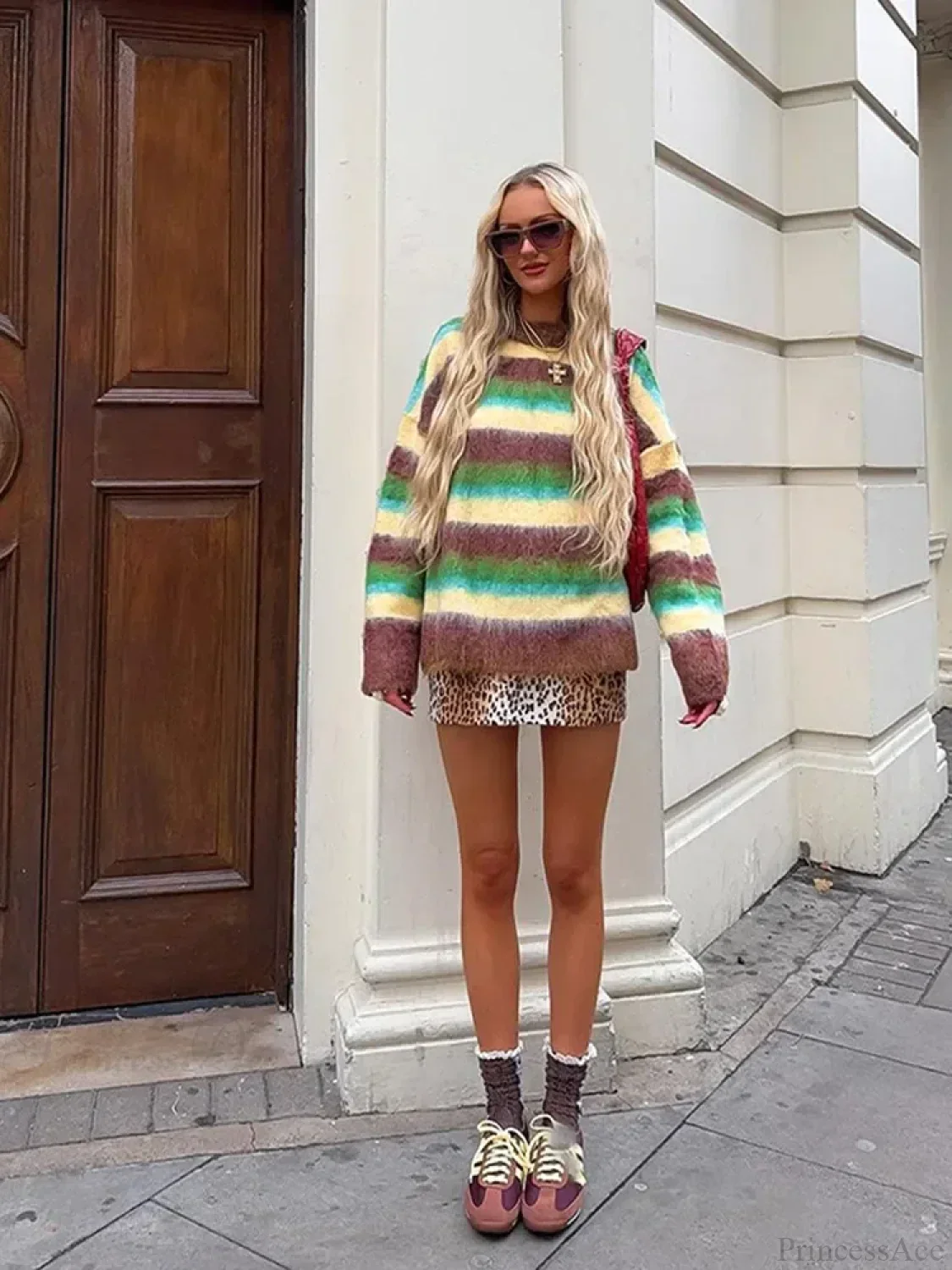 Colorful Striped High Neck Sweater - Image 3