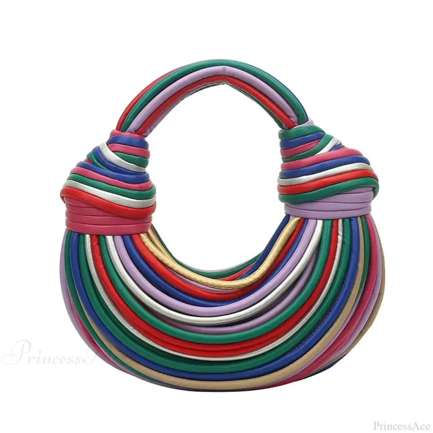Colourful Rainbow Noodles Shaped Luxury Designer Women Handbag Clutch - Image 6