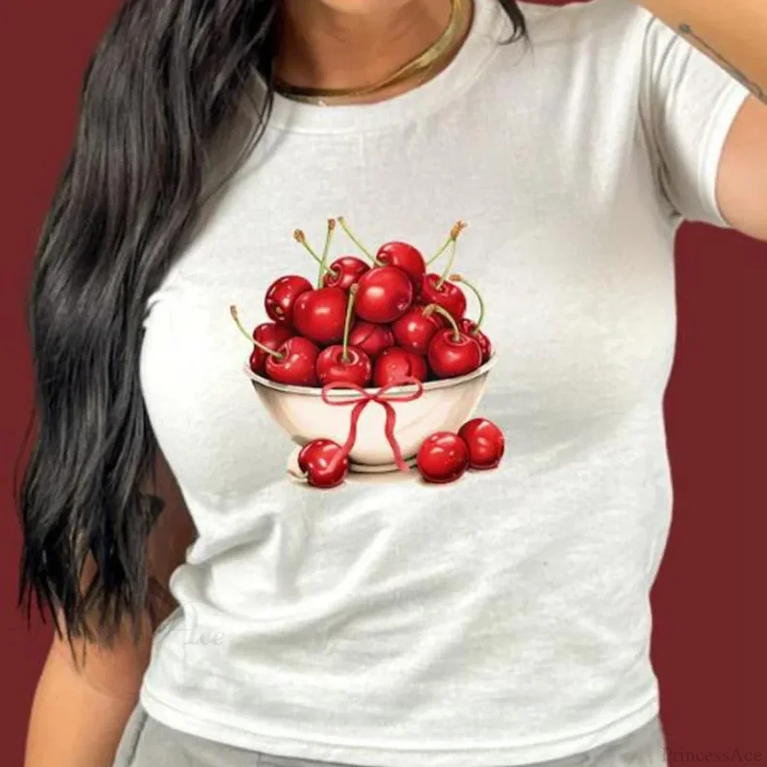 Combhasaki Summer Y2K Cherry Print T-shirt - Image 6