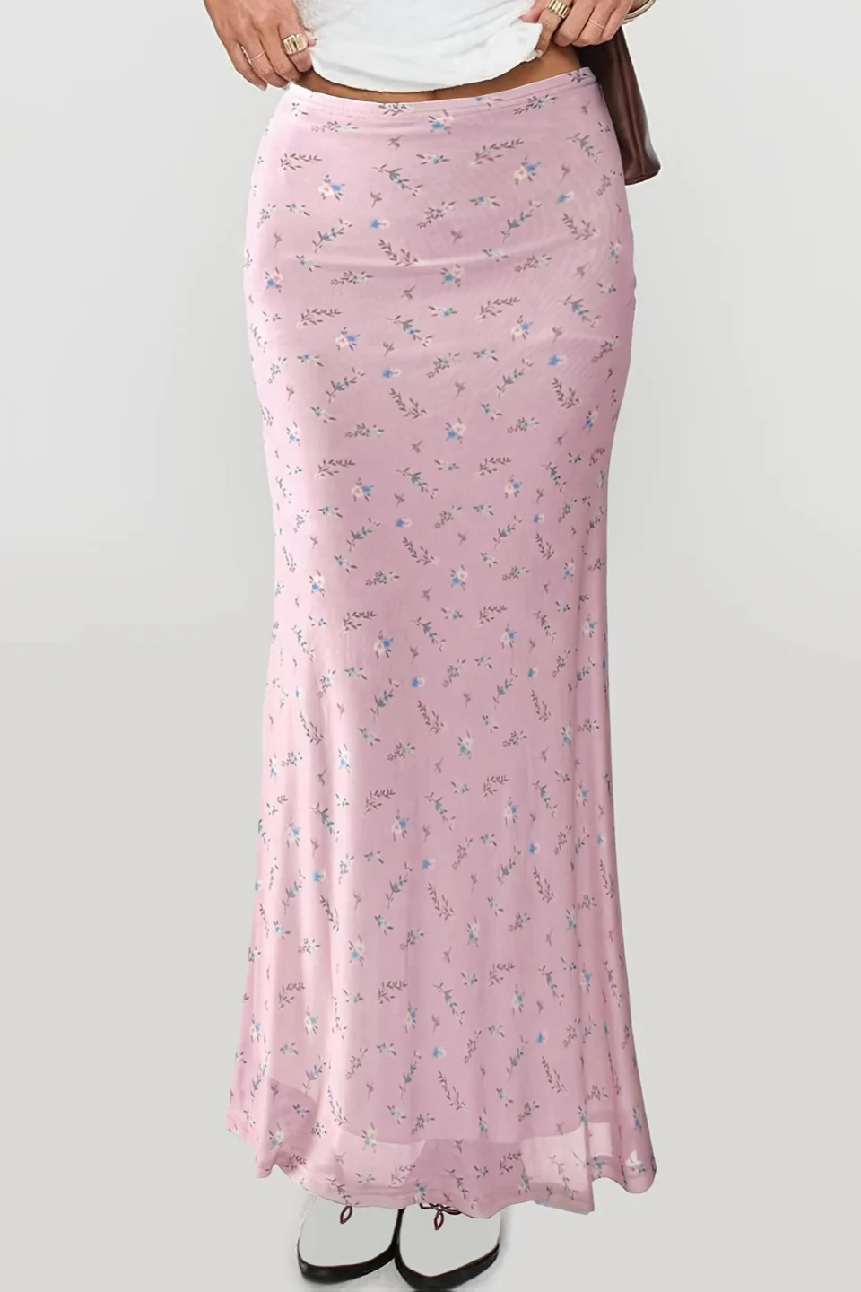 Comfortable Slim Digital Floral Print Maxi Skirt
