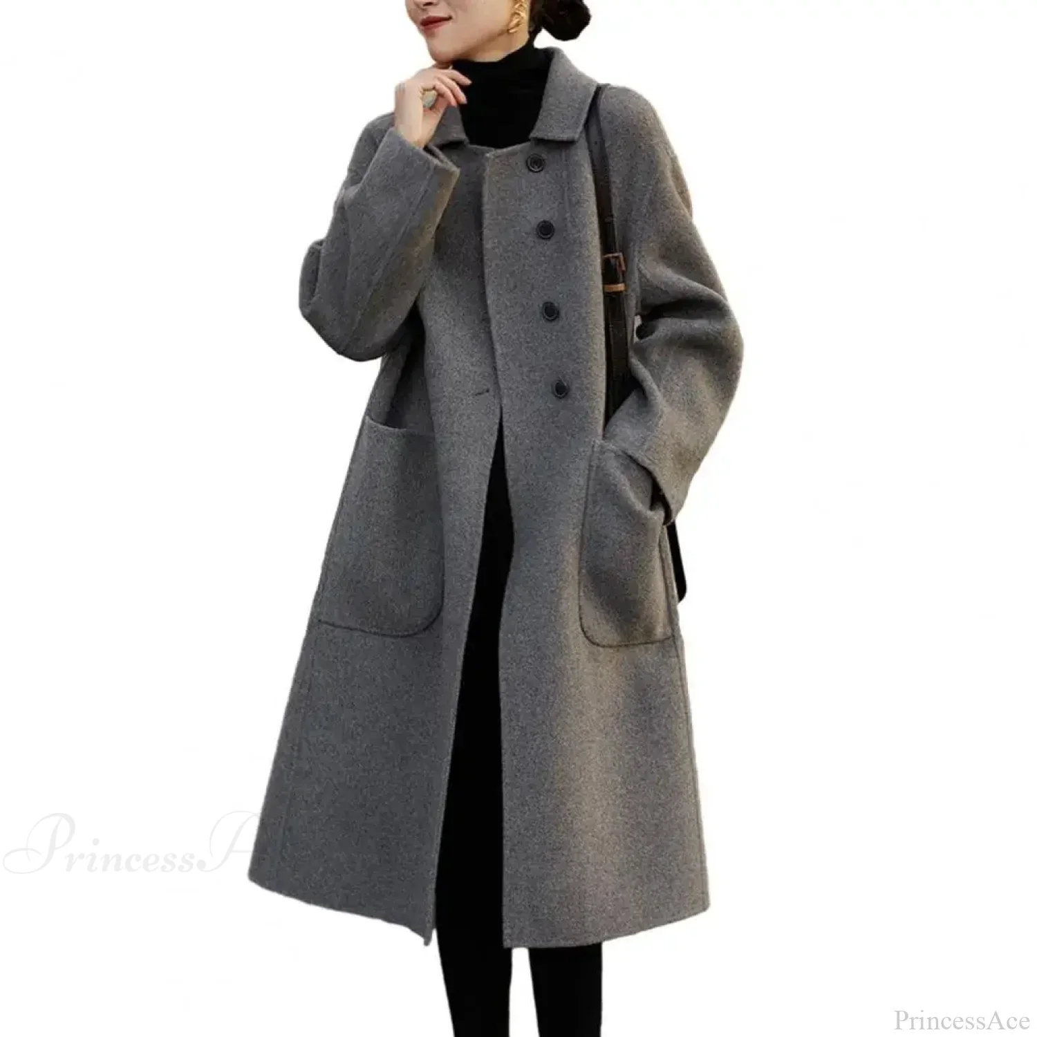 Commute Style Woolen Lapel Overcoat - Image 5