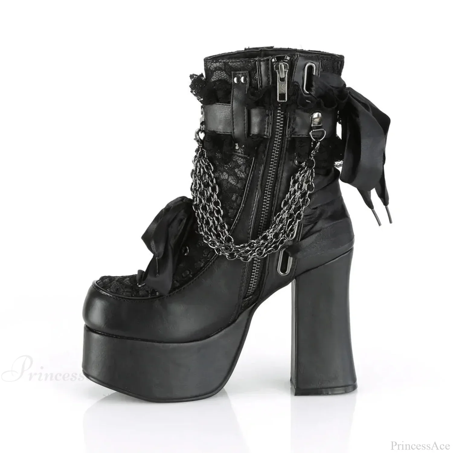 Connected Lacing Up Ribbon Gothic Tall Heel - Image 2