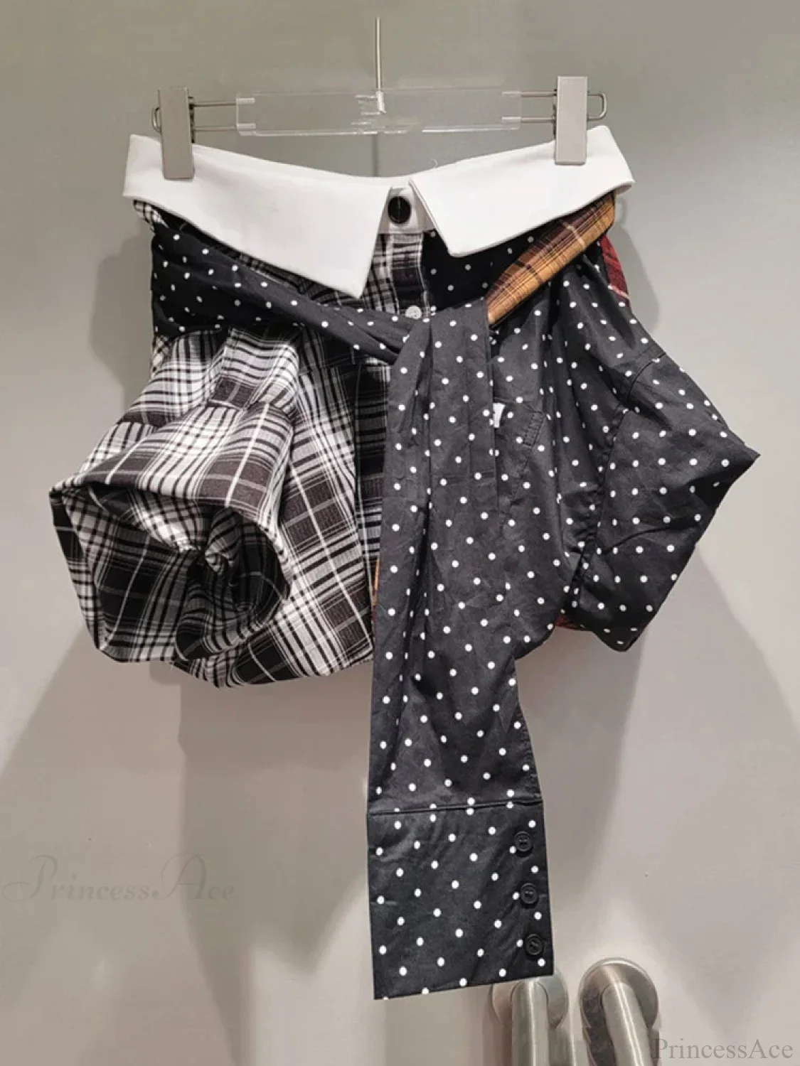 Contrast Plaid Bandage Mini Skirt - Image 2