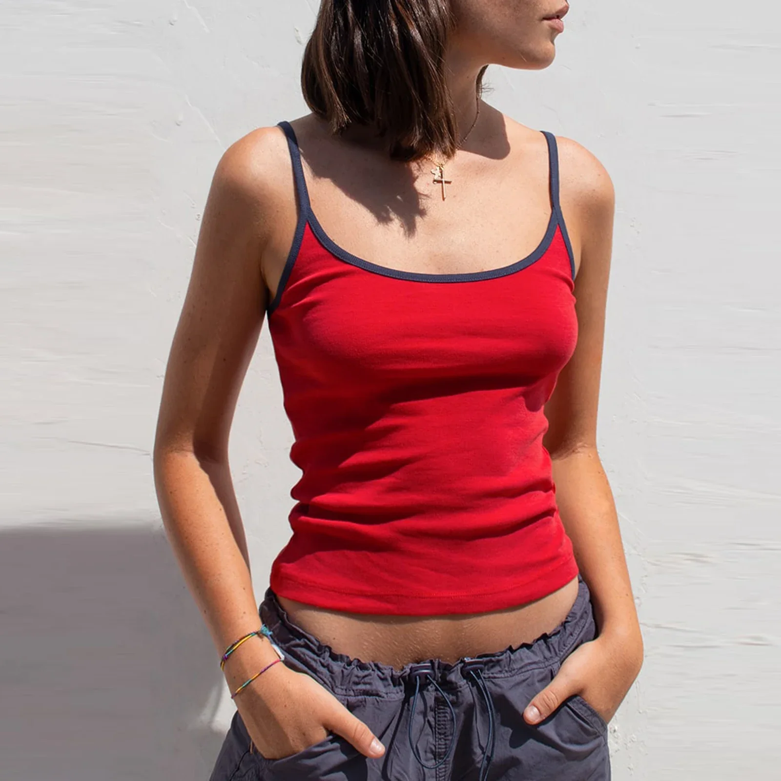 Contrast Trim Scoop Crop Top - Image 3
