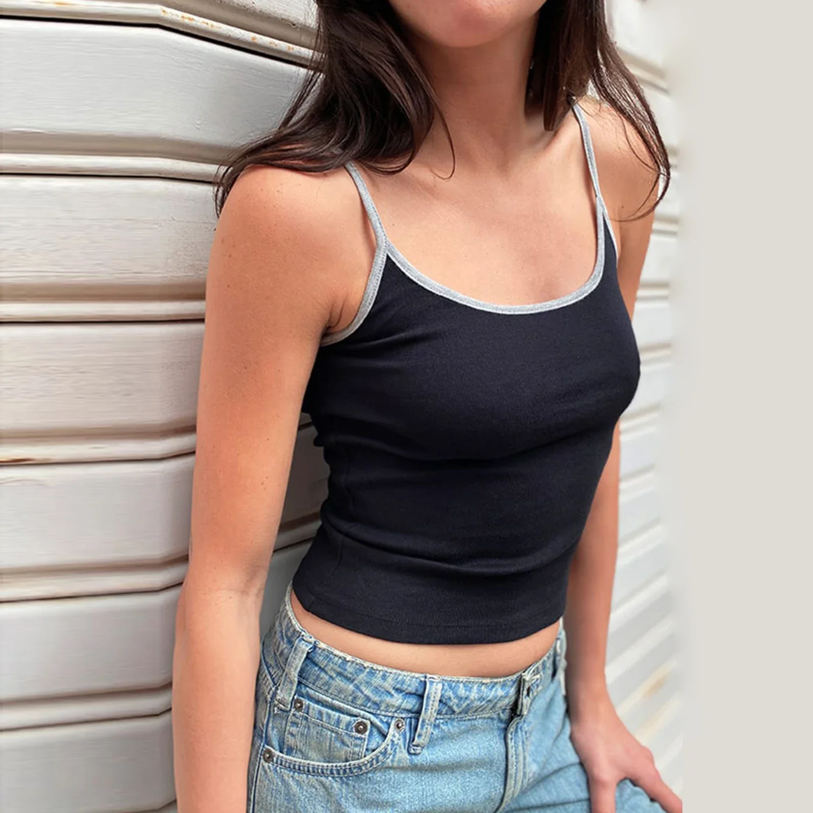 Contrast Trim Scoop Crop Top - Image 7