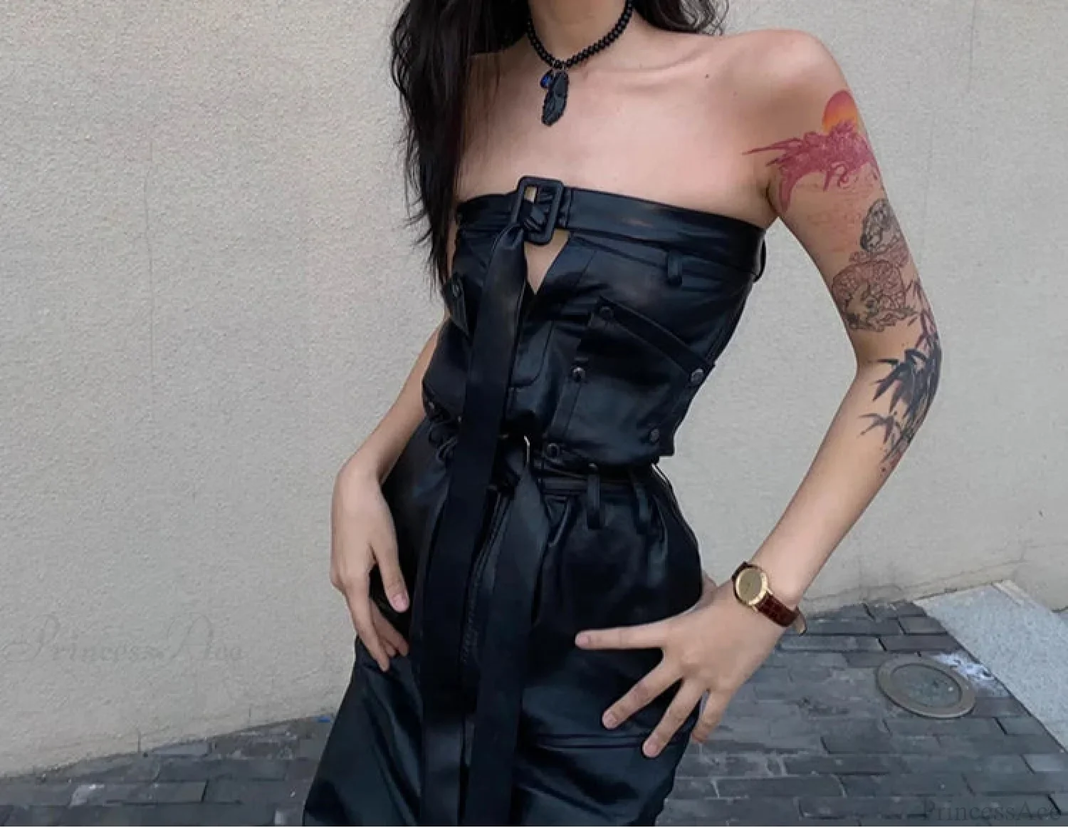 Cool PU Leather Maxi Slit Skirt - Image 2