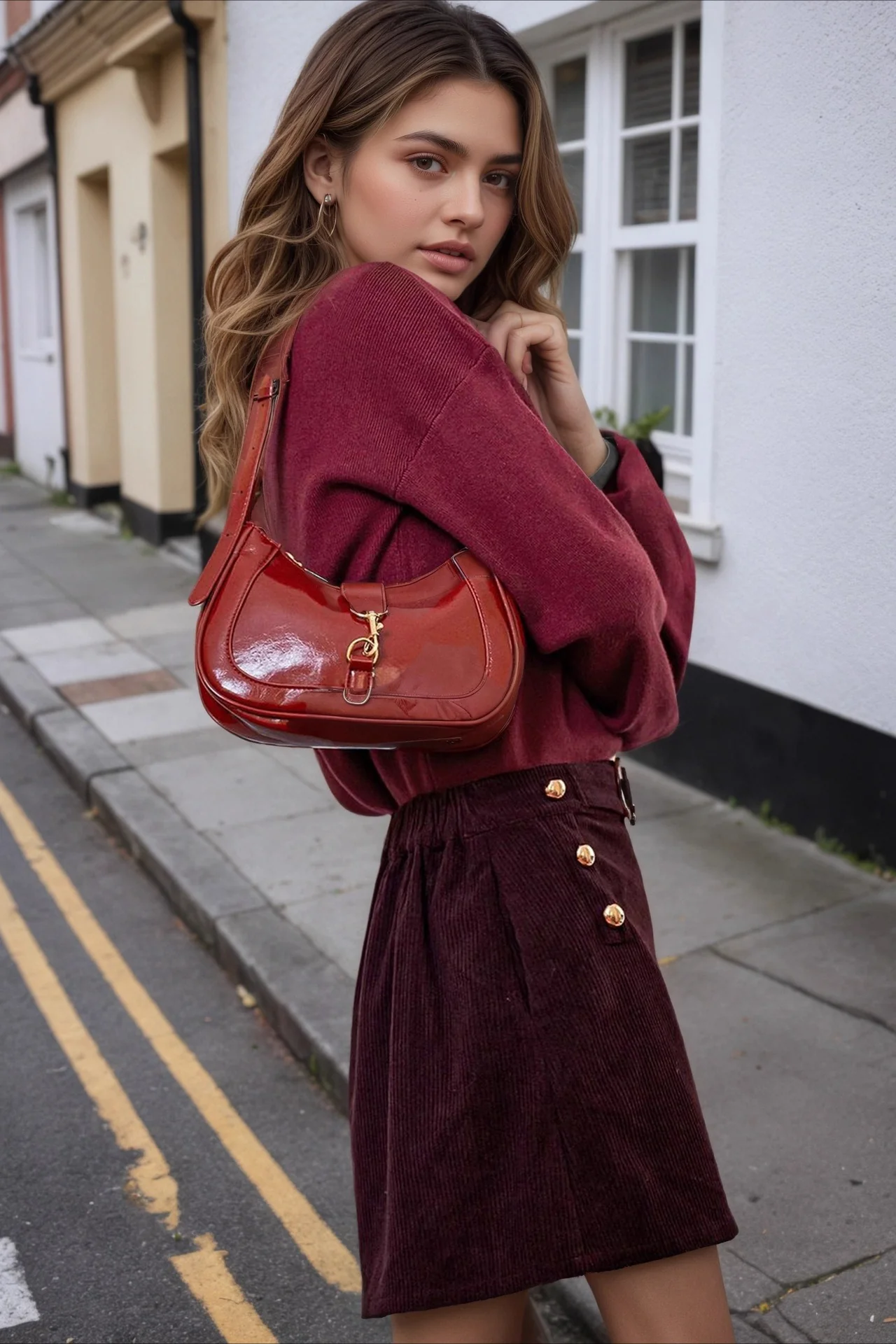 Corduroy A-Line Bodycon Skirt - Image 3
