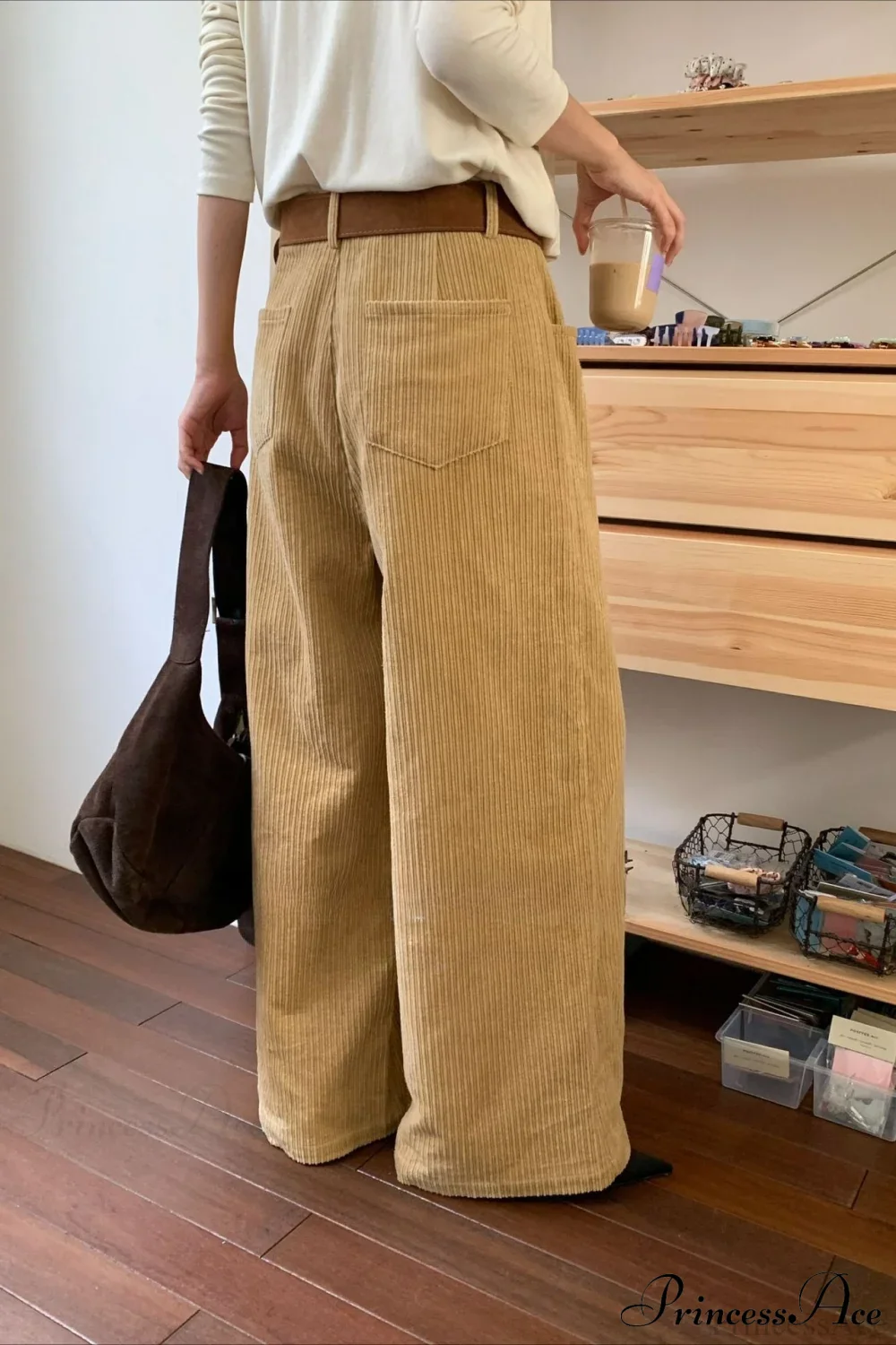 Corduroy High-Waist Wide-Leg Minimal Pants - Image 6