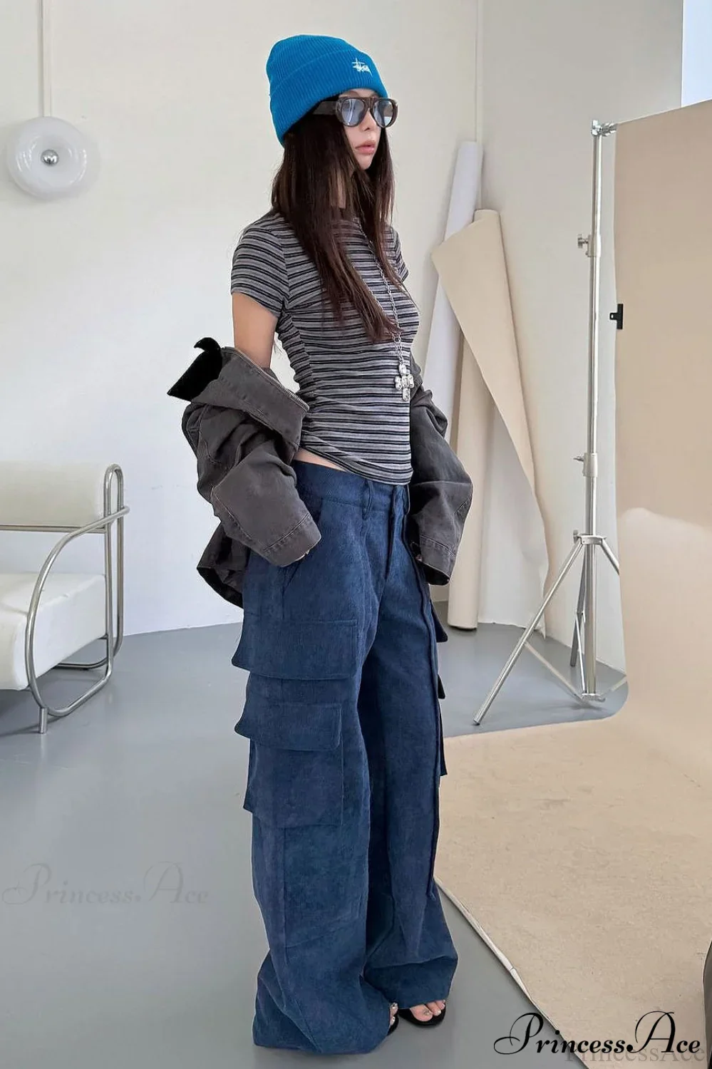 Corduroy Paneled Double Pocket Cargo Pants - Image 8