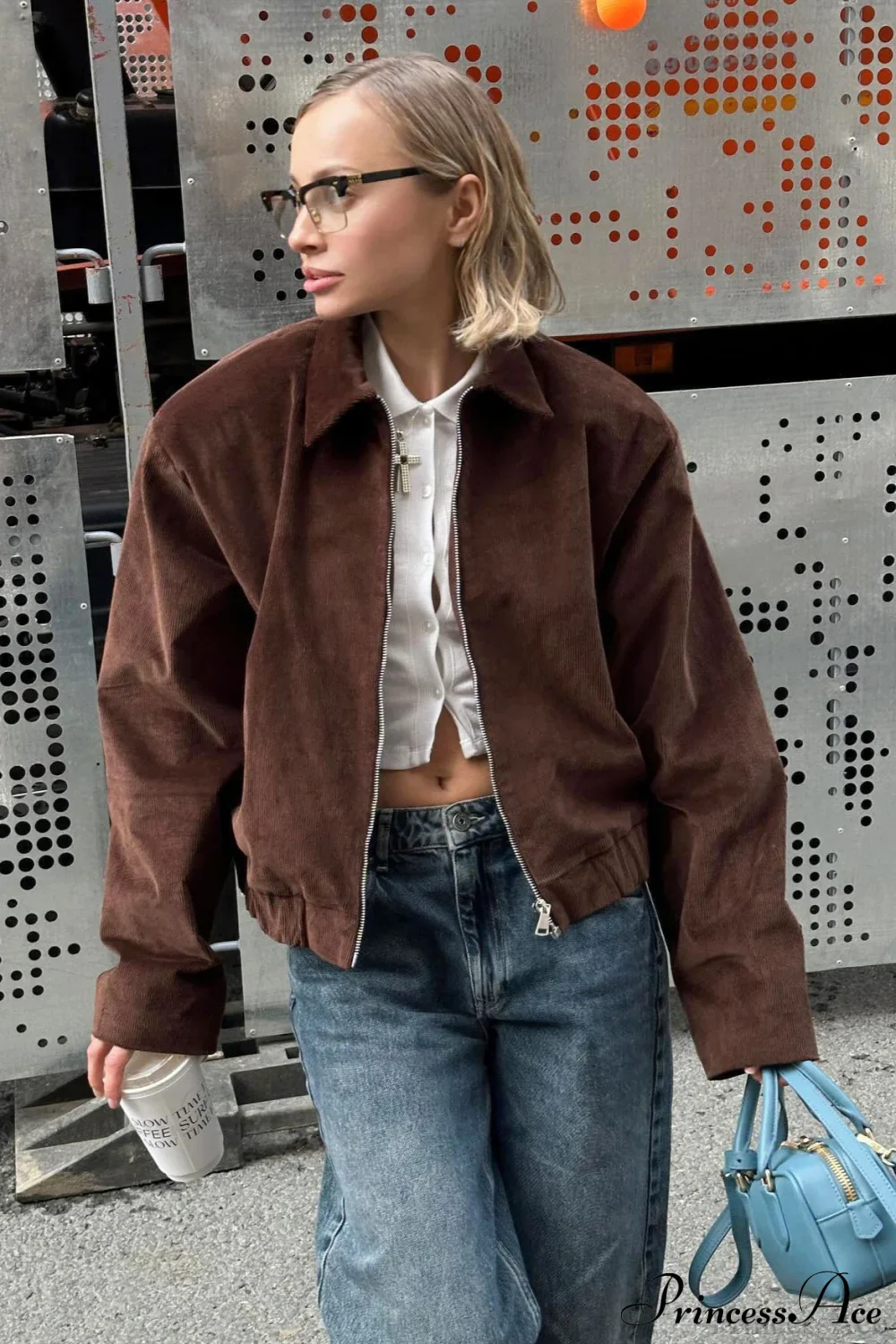 Corduroy Retro Collared Jacket Coat - Image 3