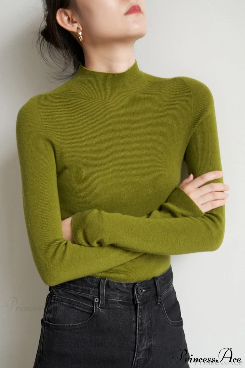CorpCore Seamless Mock Neck Wool Knit Top - Image 4