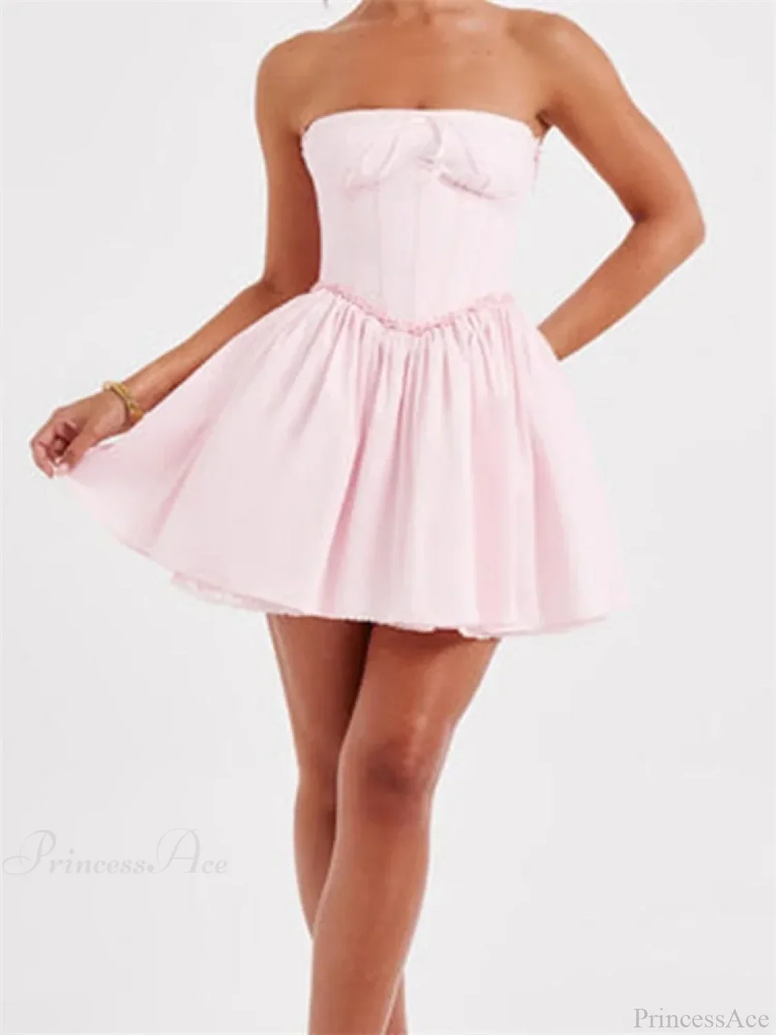 Corset Tie-Up Lace Trim Mini Dress - Image 2