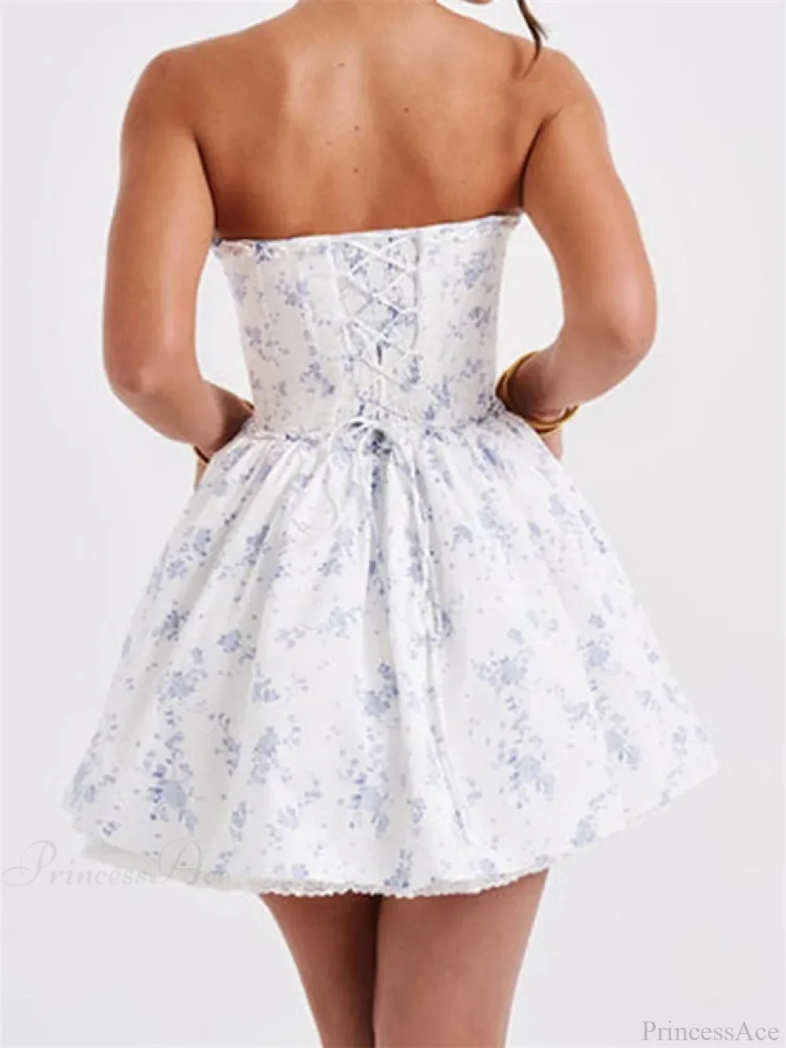 Corset Tie-Up Lace Trim Mini Dress - Image 5