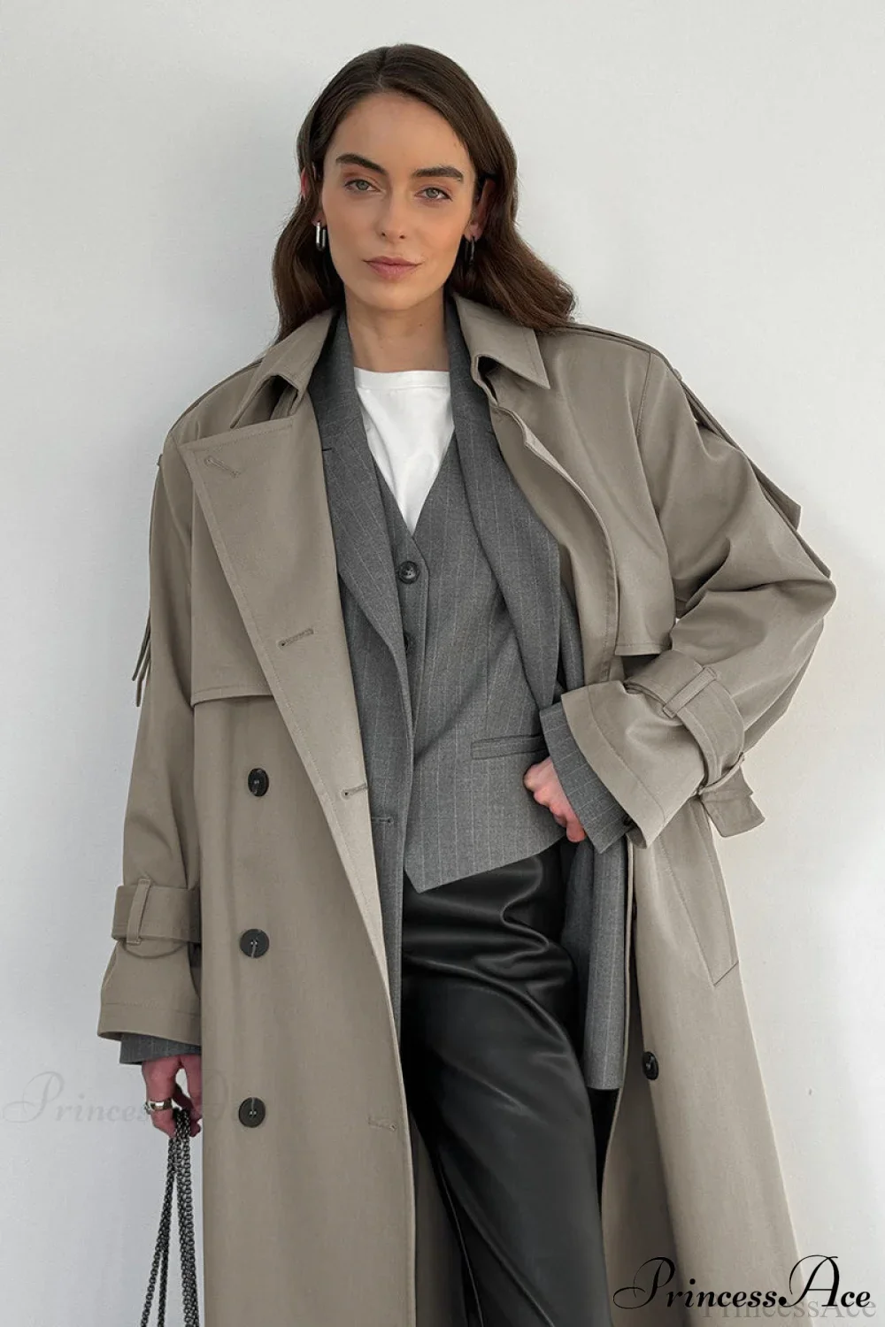 Cotton Belted Oversized Long Trench Overcoat - Image 6