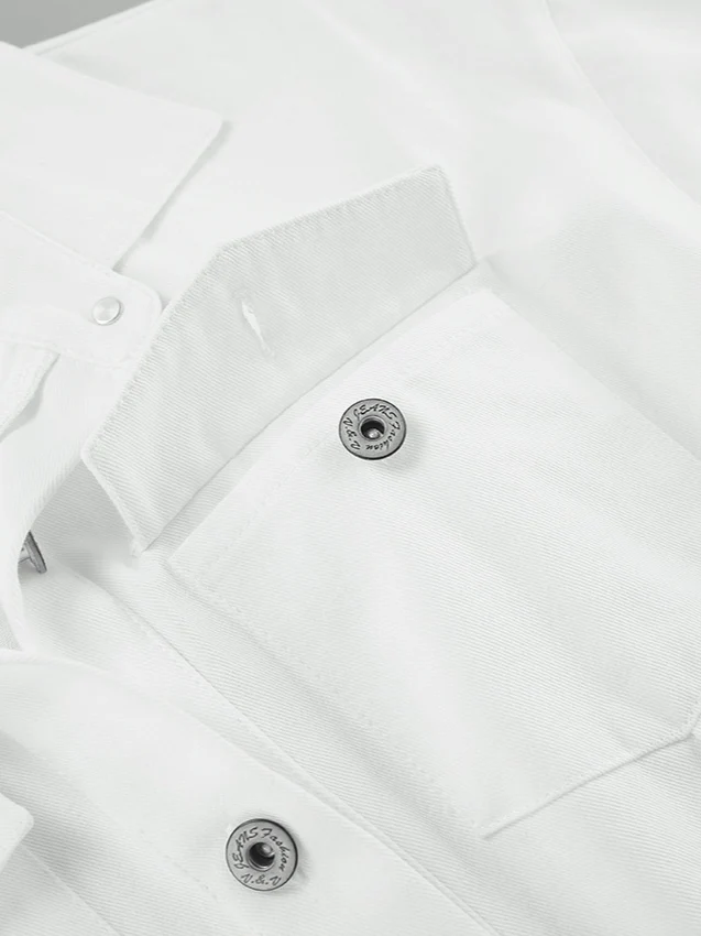 Cotton Belted White Utility Blouse - Image 10