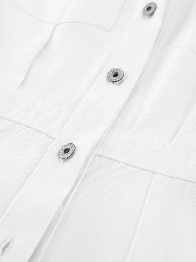 Cotton Belted White Utility Blouse - Image 11