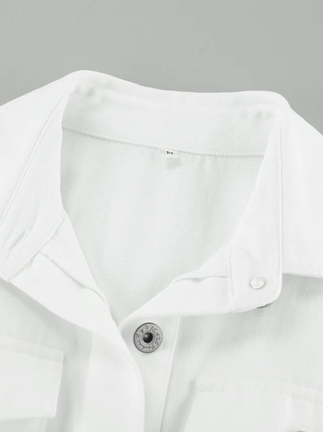 Cotton Belted White Utility Blouse - Image 8