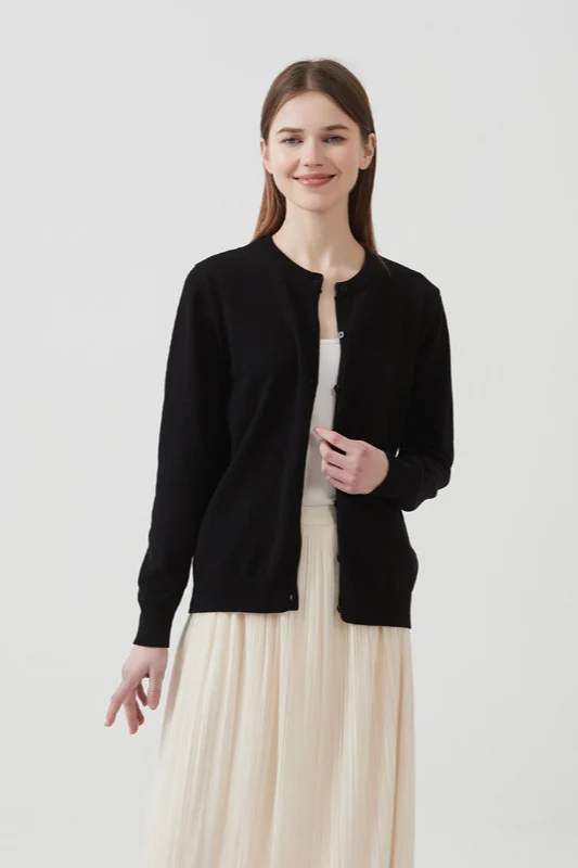 Cotton Crew-Neck Lightweight Knit Outerwear Cardigan - Image 6