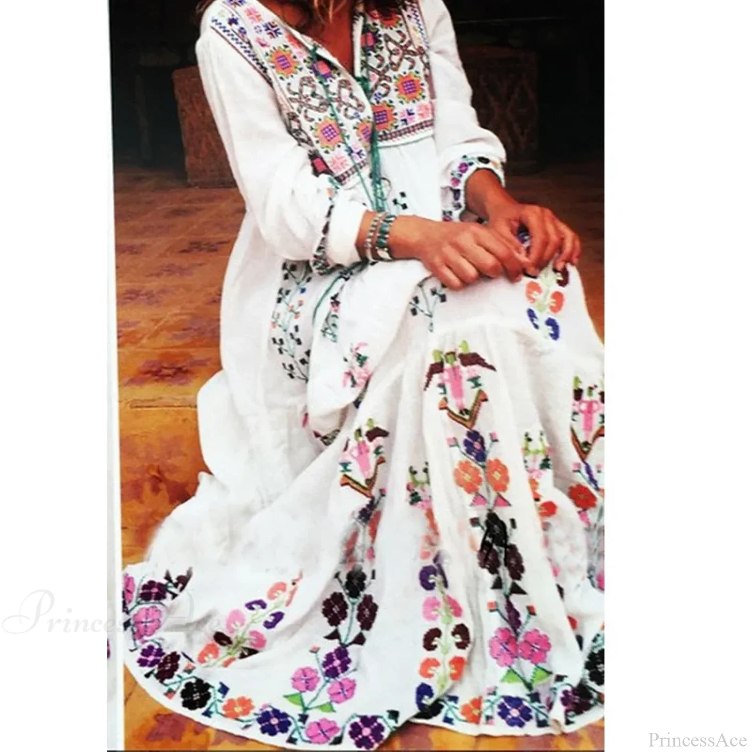 Cotton Floral Embroidered Maxi Dress - Image 2