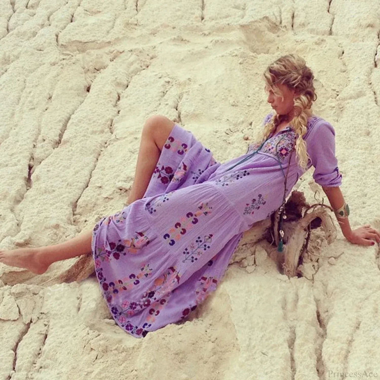 Cotton Floral Embroidered Maxi Dress - Image 4