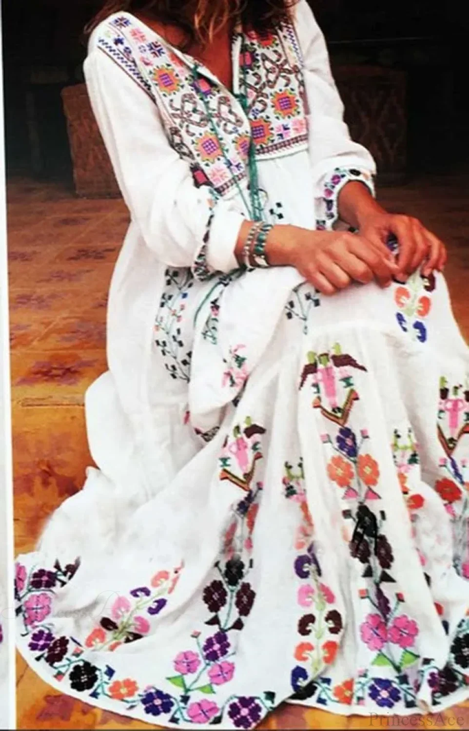 Cotton Floral Embroidered Maxi Dress - Image 6